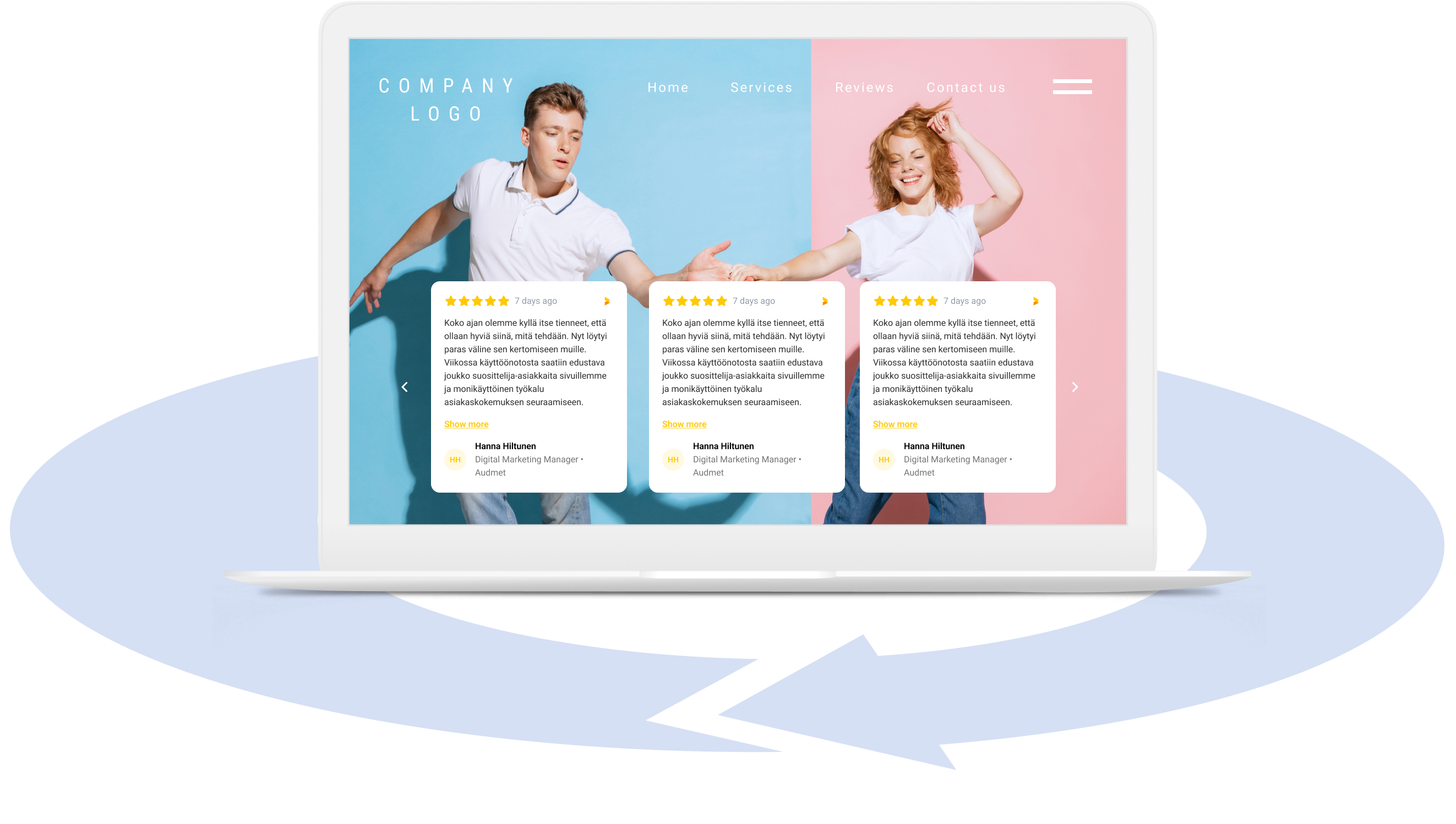 a mockup website that features reviews