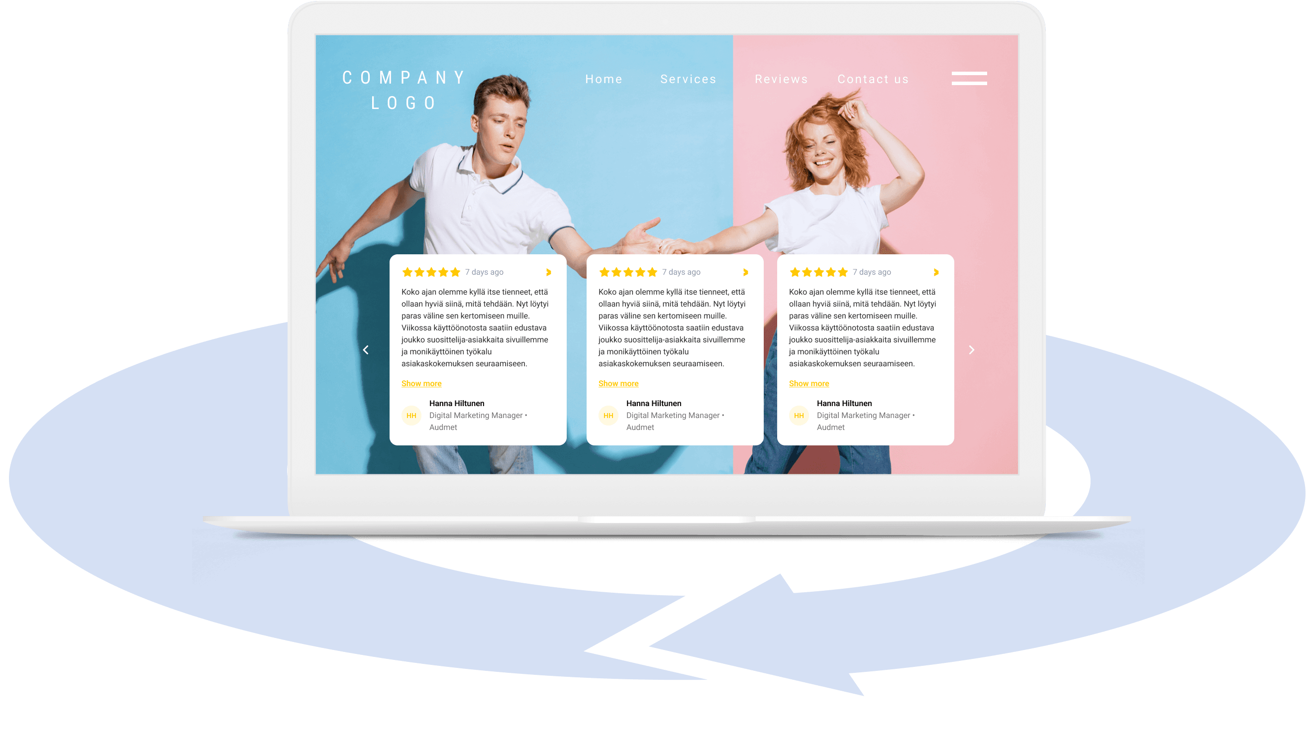 a mockup website that features reviews