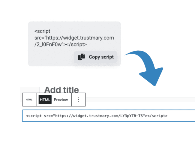 copy and paste your review widget HTML embed code
