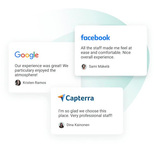 Use Google, Facebook, and Capterra reviews