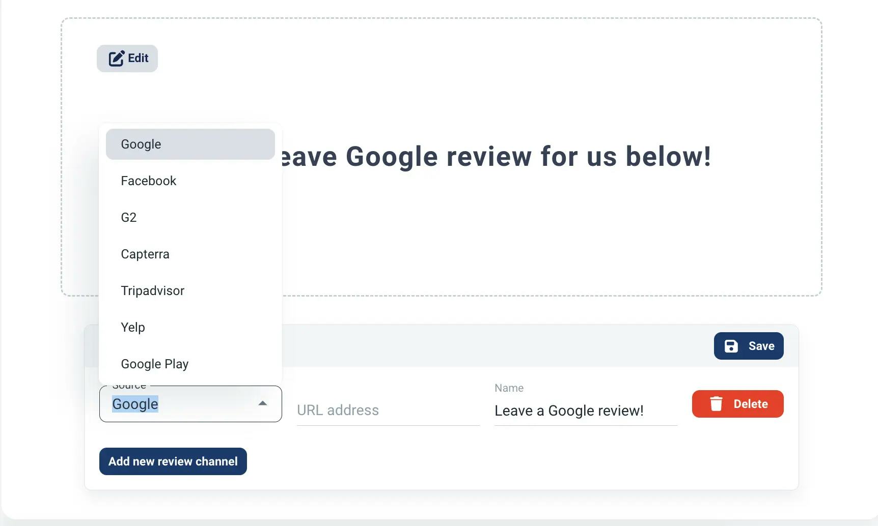 add review page url
