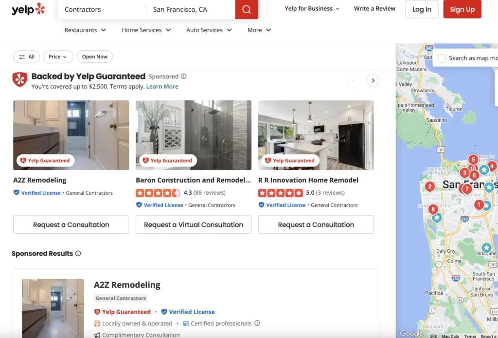 companies can advertise on yelp to get more customers through yelp search
