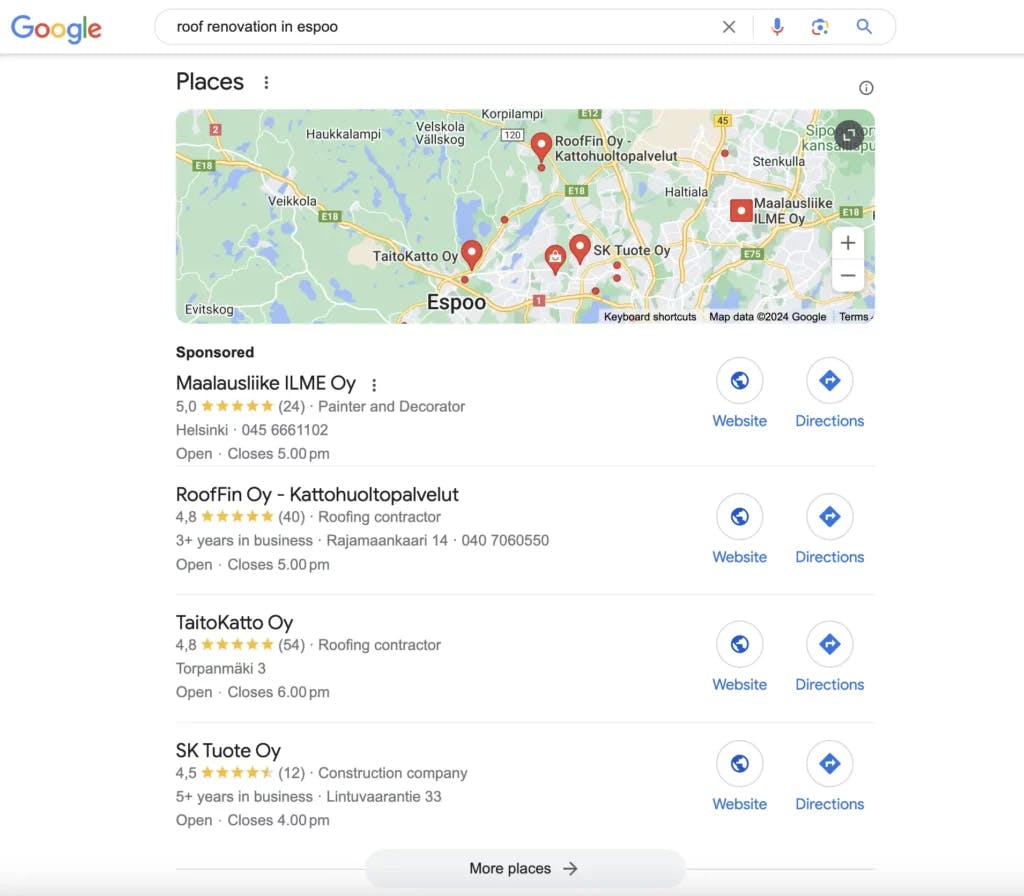 google is the place where potential customers look for contractors in their area