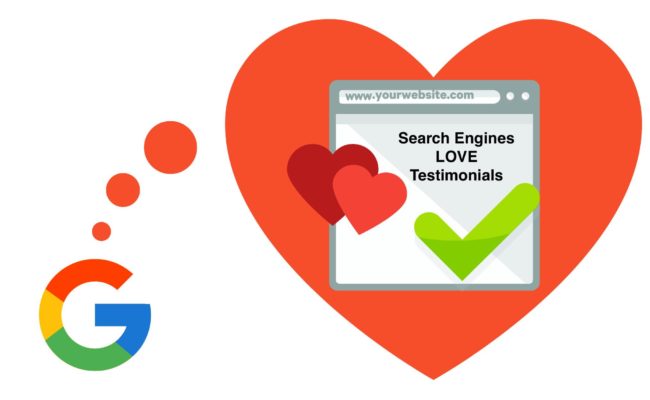 search engines love testimonials