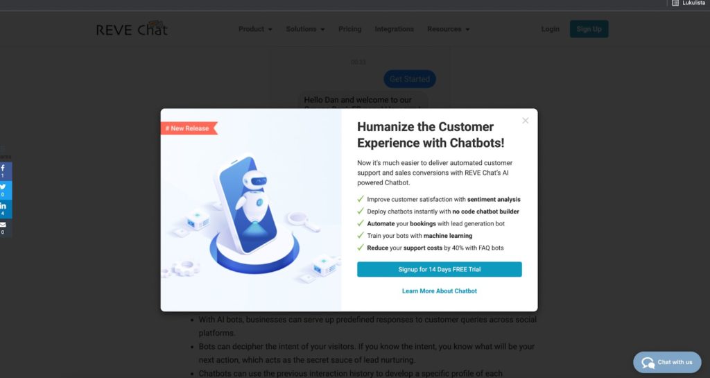 chatbot popup