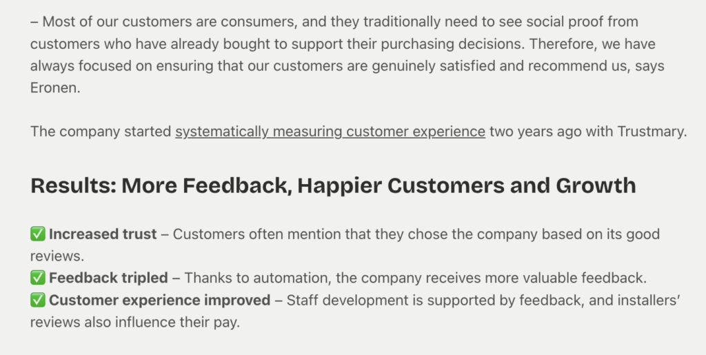 results of great customer experience