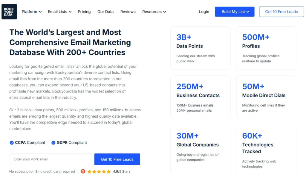 bookyourdata website screenshot