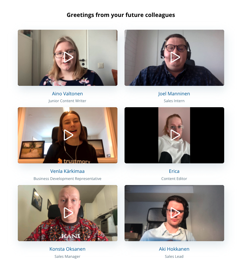 example of selfie-video video testimonials from employees
