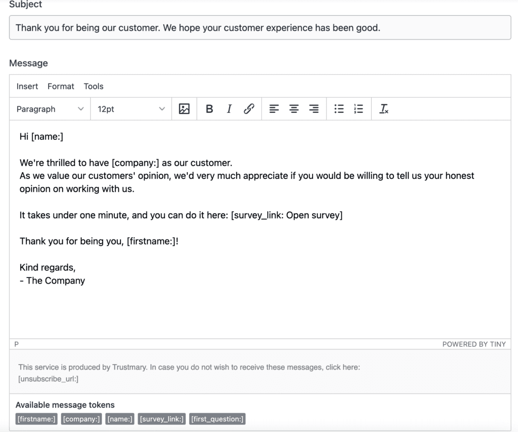 personalize nps emails