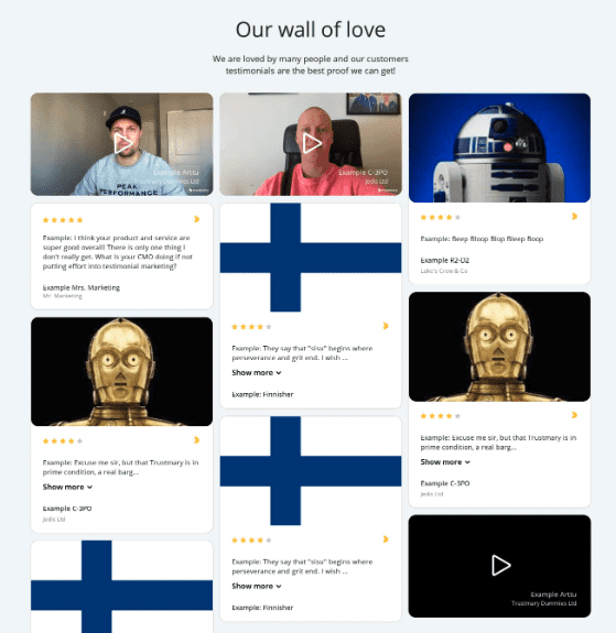 wall of love widget