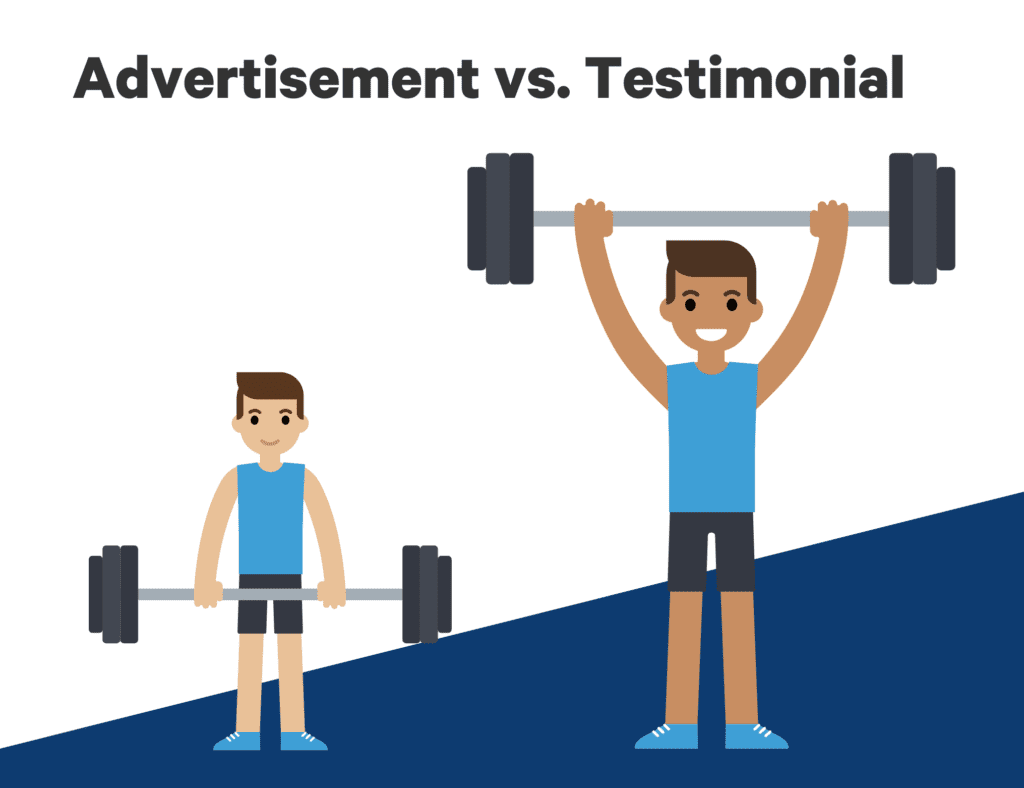 advertisement vs testimonial