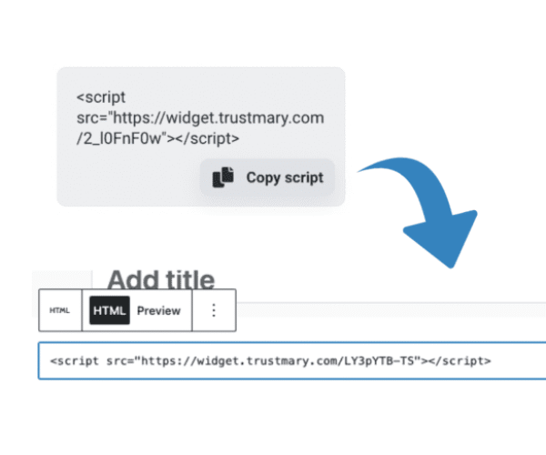copy and paste your review widget HTML embed code