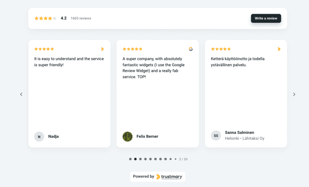 review widget trustmary