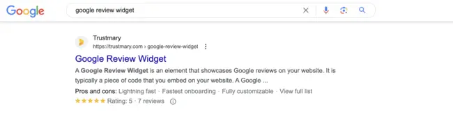 google search result review snippet