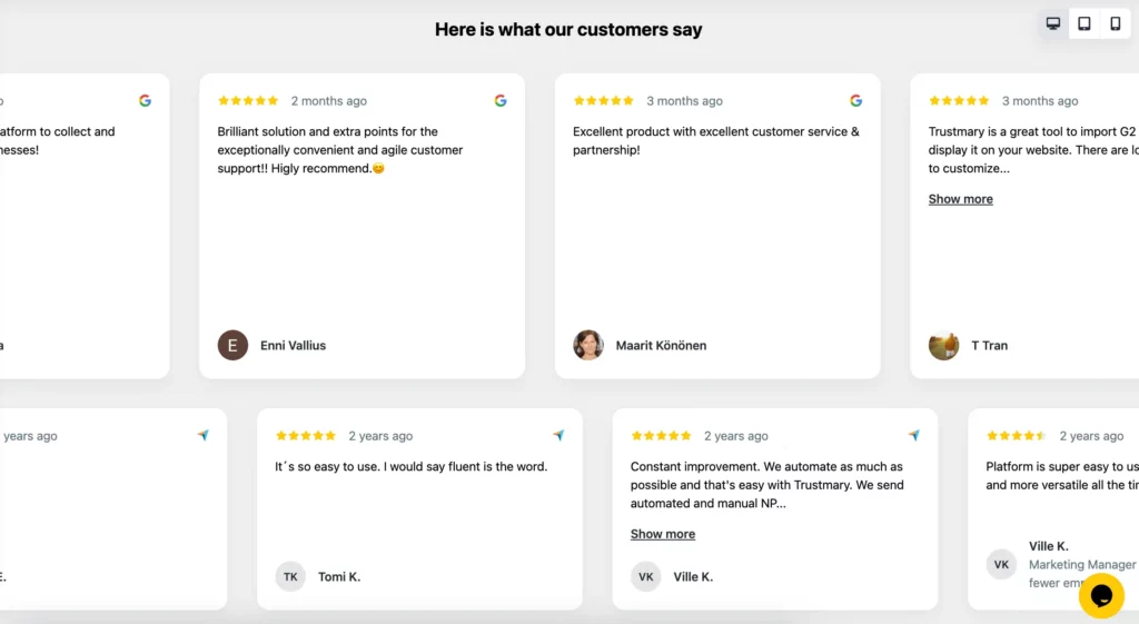 review wall example