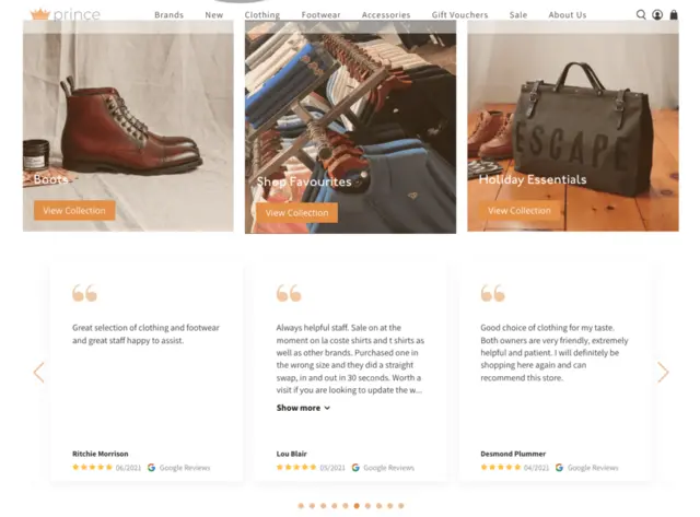 Google Rezensions-Widget für Bekleidungsgeschäft