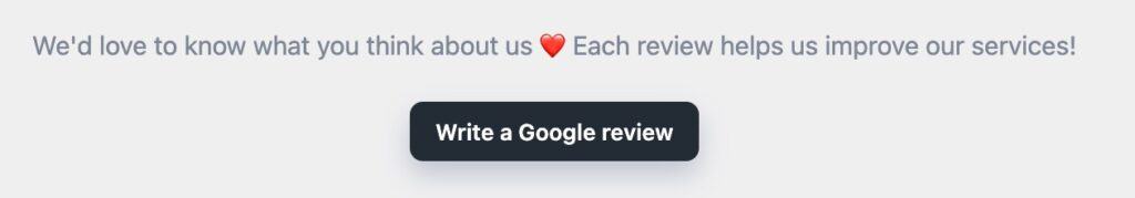 example of reviews box to get google reviews