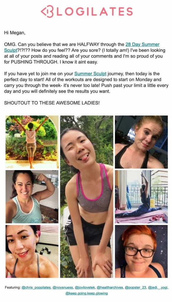 fitness testimonials example social media