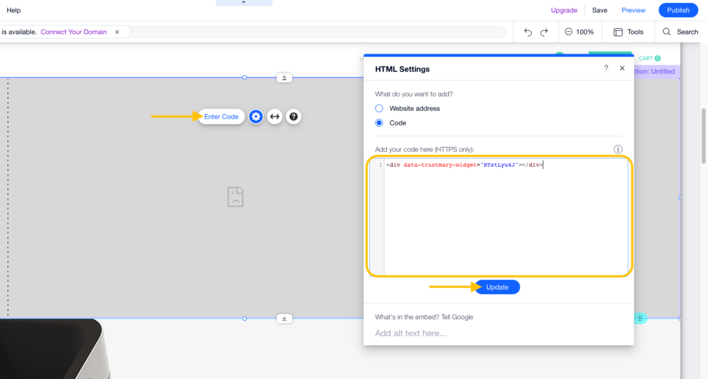 Geben Sie den Google Review Widget Code ein