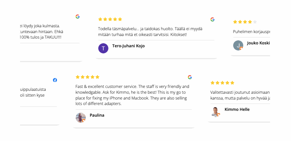 testimonial wall example on website