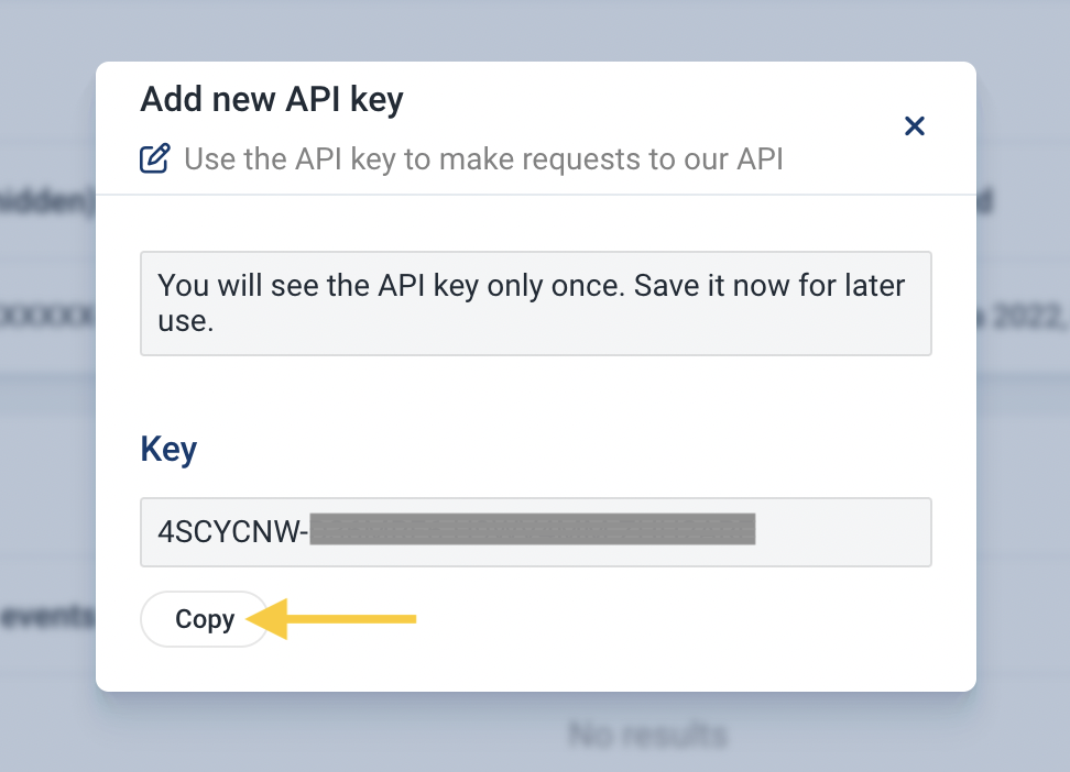 how to add new API key for WP