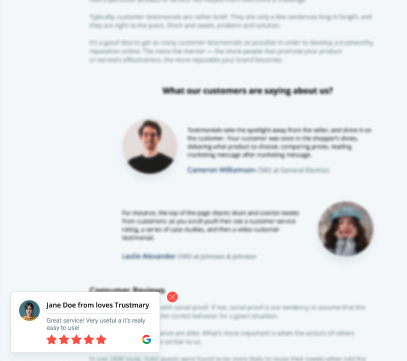 google review popup to add on any website