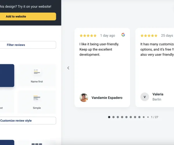 edit and customize your google review widget in an easy to use widget editor