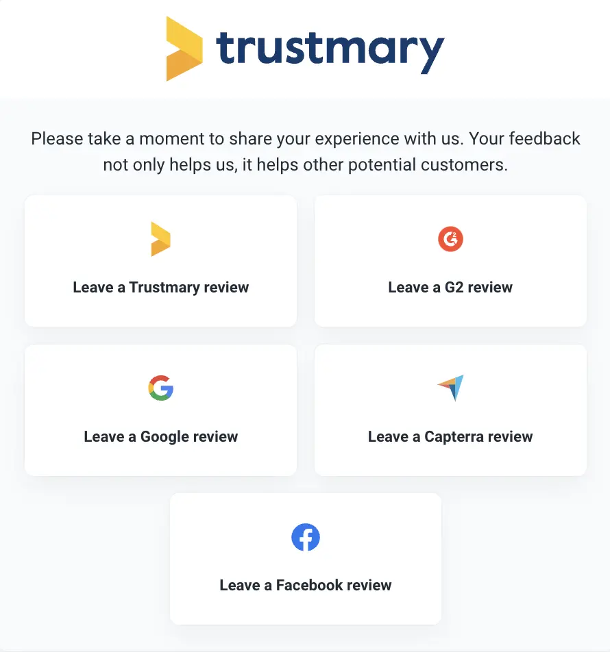 collect reviews to multiple sources with Trustmary