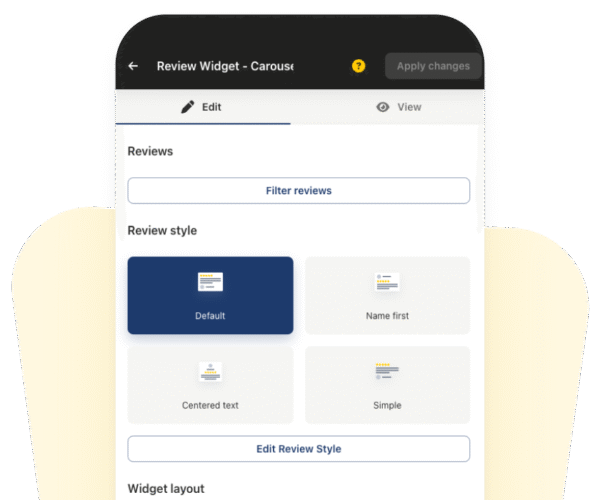 widget editor mobile view