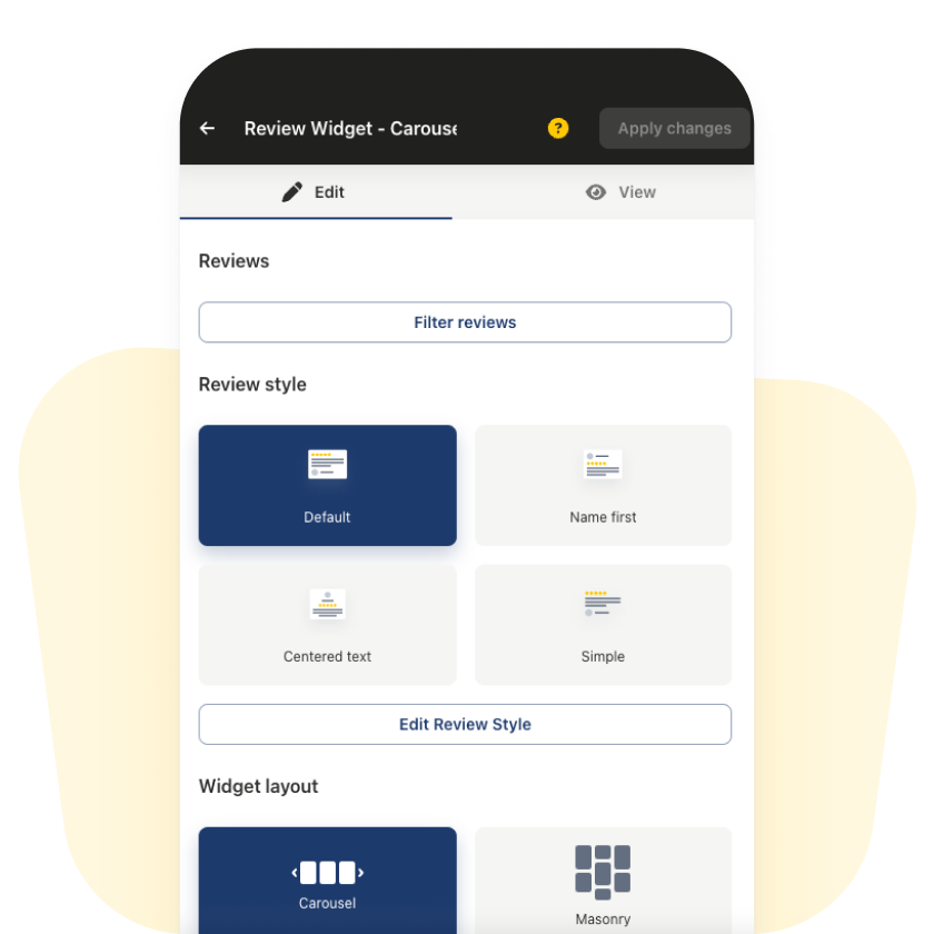 widget editor mobile view