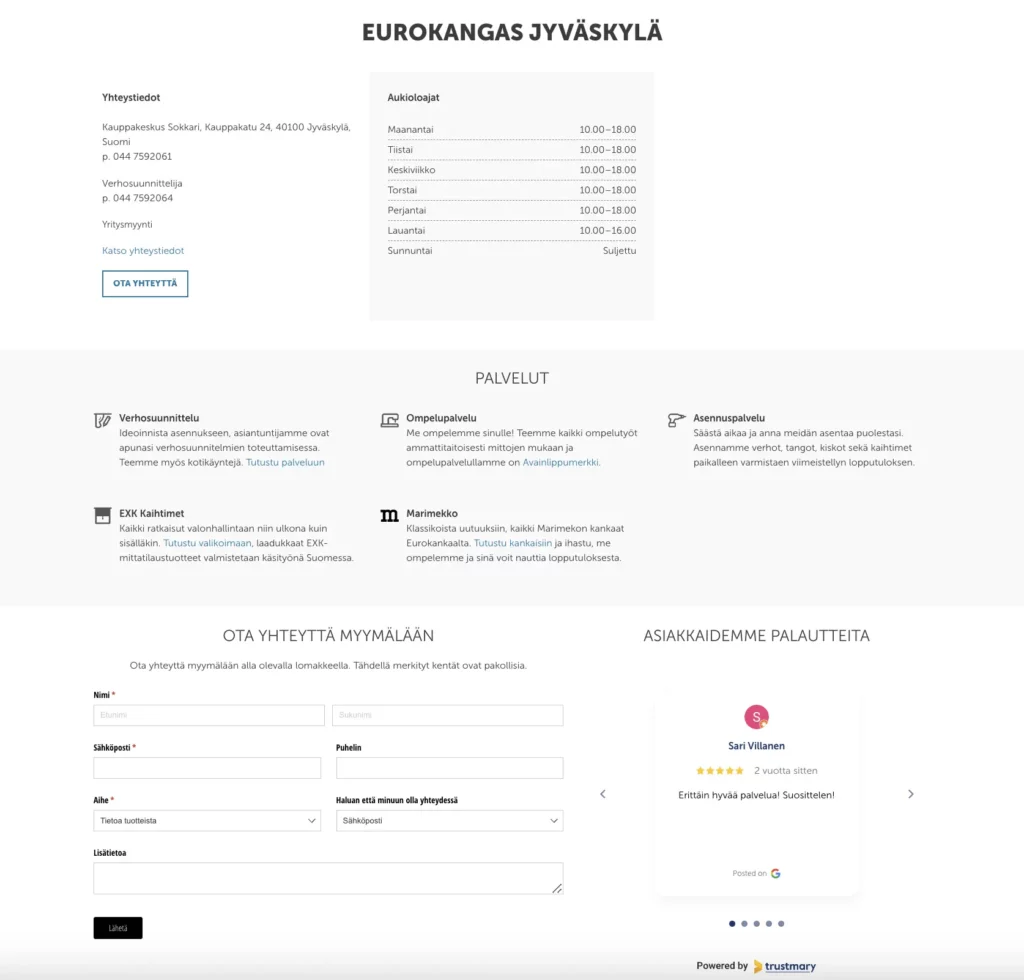 contact form on website that also features social proof in form of reviews to boost trust