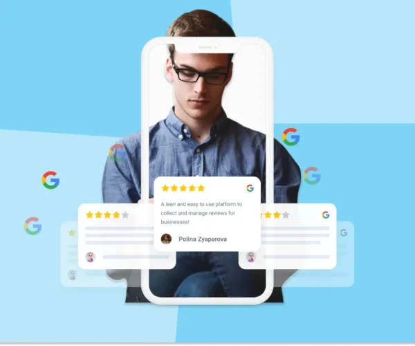 google reviews and man with glasses
