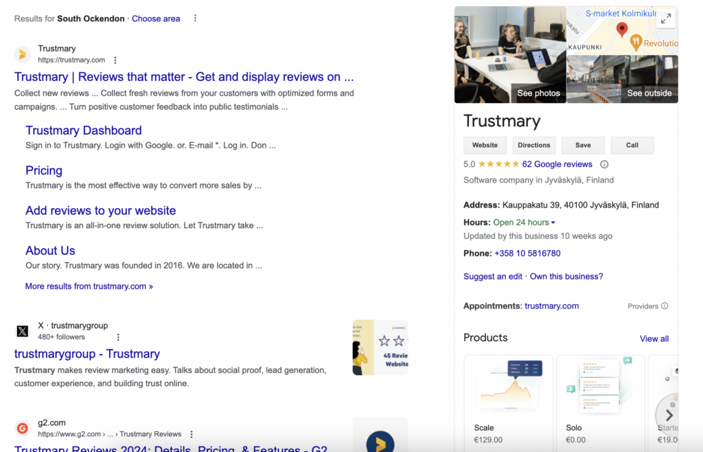 Turtsmary's business listing on google