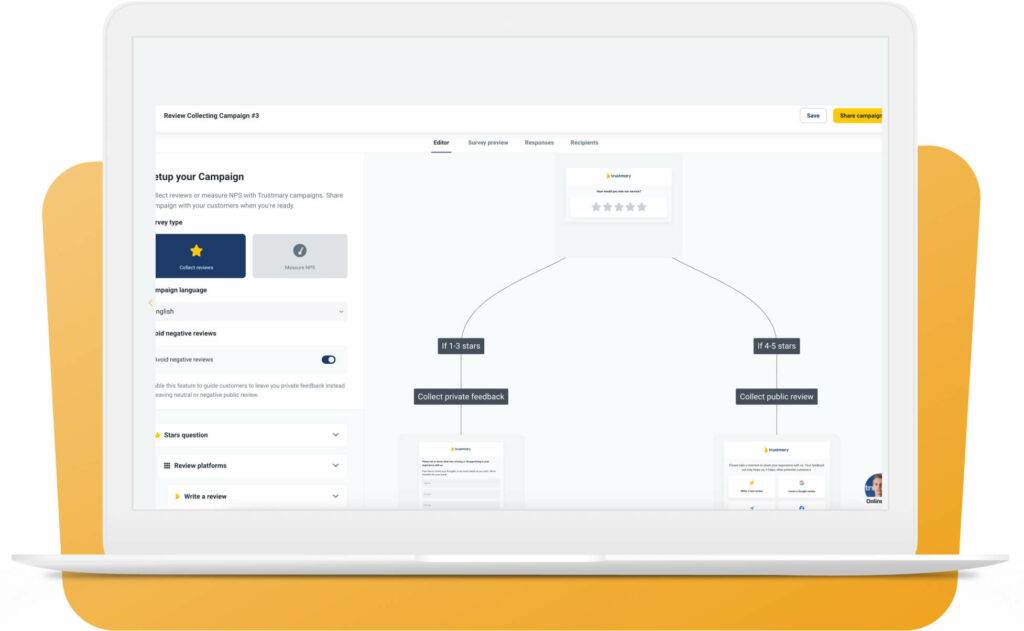 review collection template and logic is easy to set up