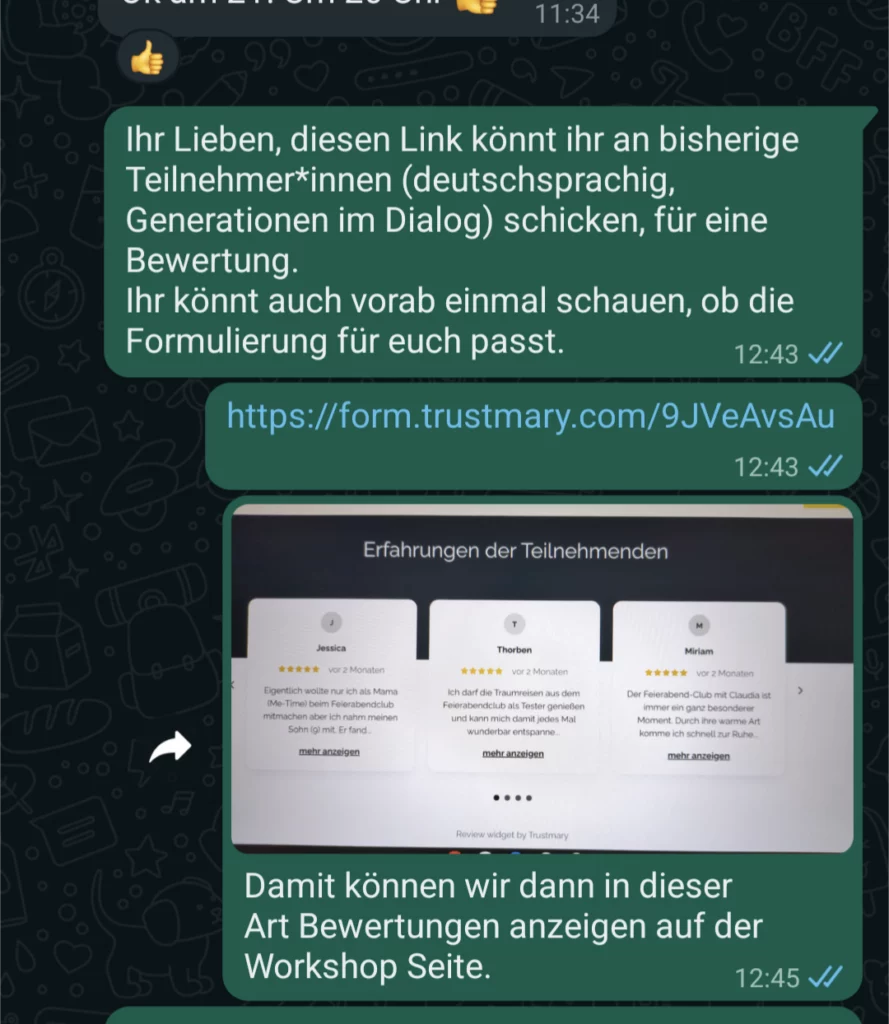 Bewertungen zu erhalten für verschiedene Kurse ist einfach mit Trustmary
