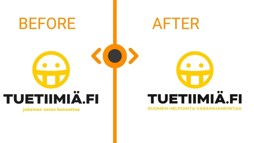 TueTiimiä vanha ja uusi slogan vierekkäin