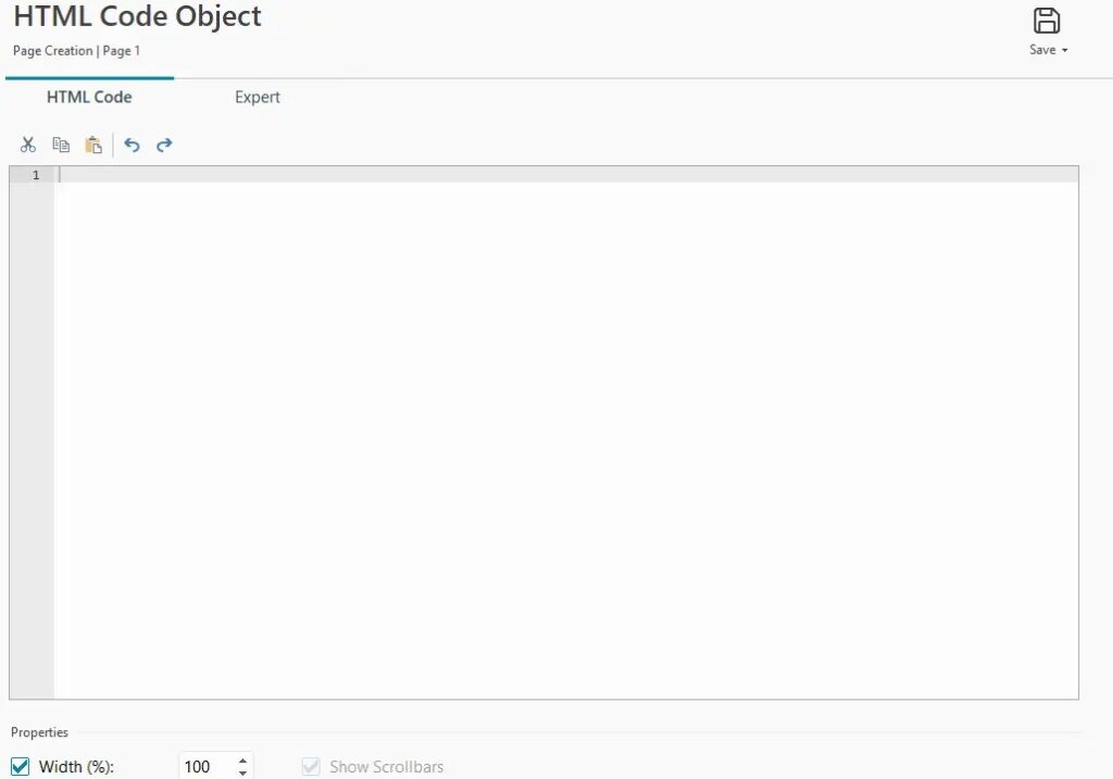 paste html code object in website x5 editor