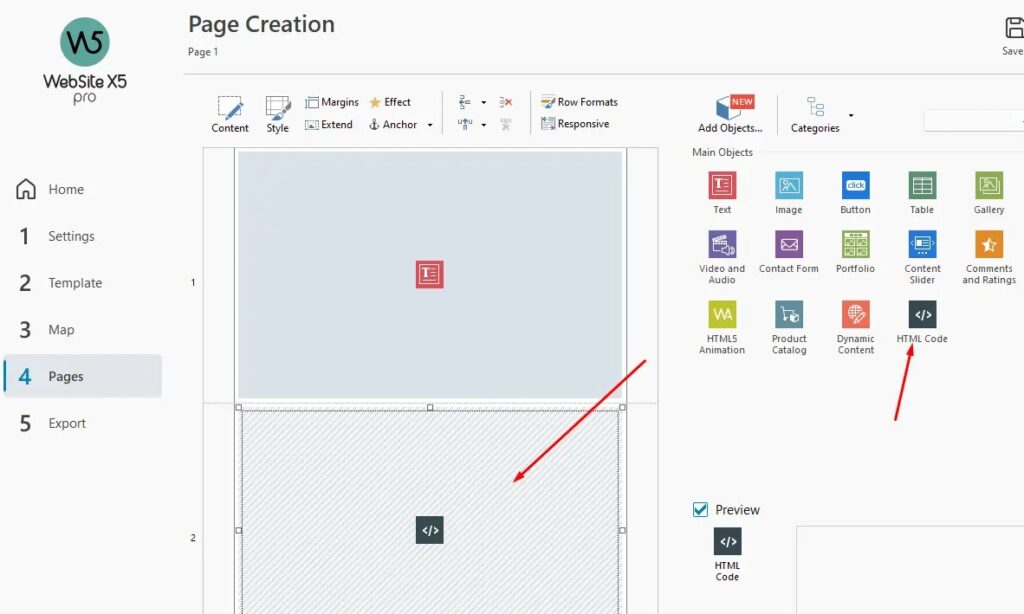 page creation in website x5 pro
