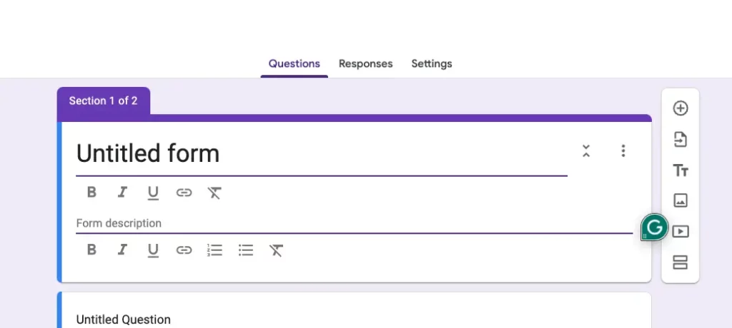 add title and description to google form