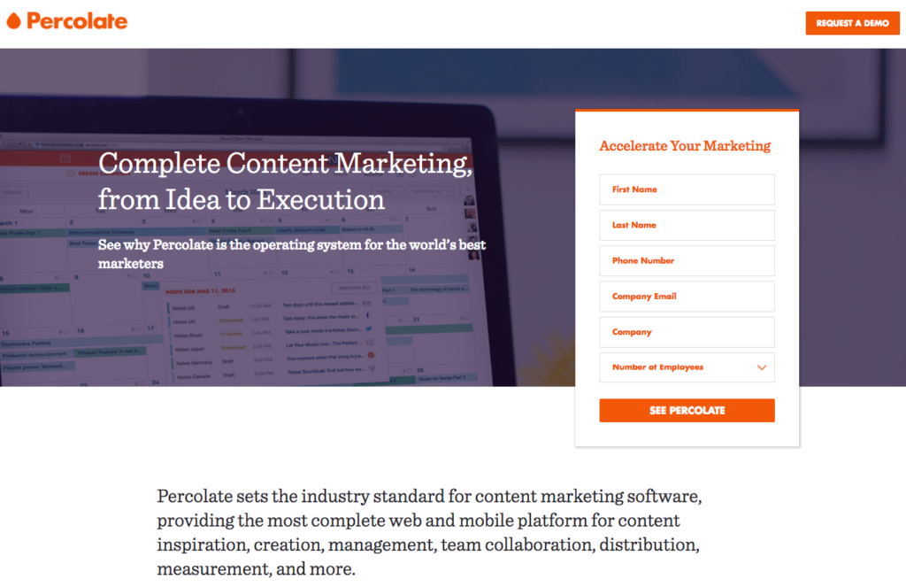 place lead forms above the fold example
