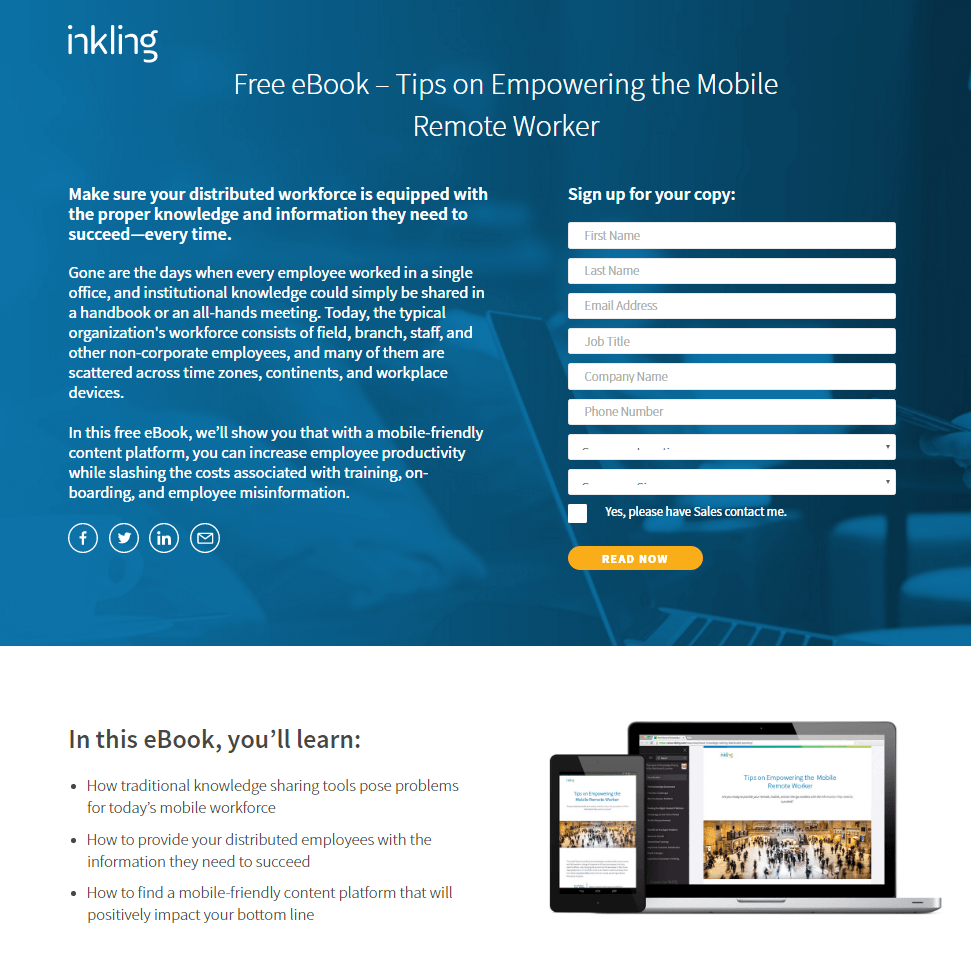 Example of using engaging copy