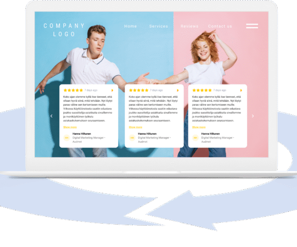 a mockup website that features reviews