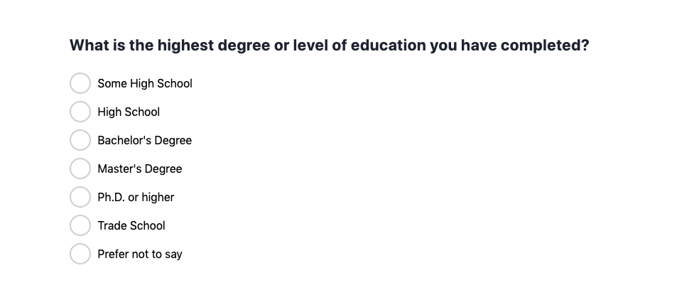 demographic customer feedback survey question