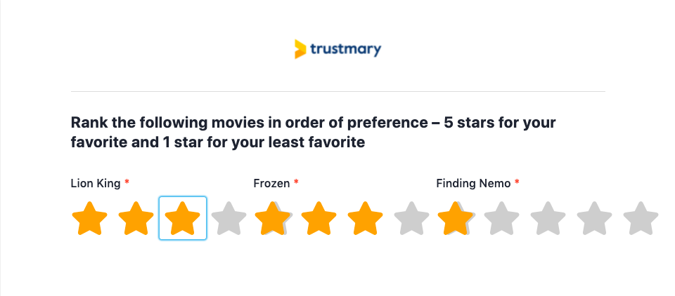 ranking question customer feedback survey