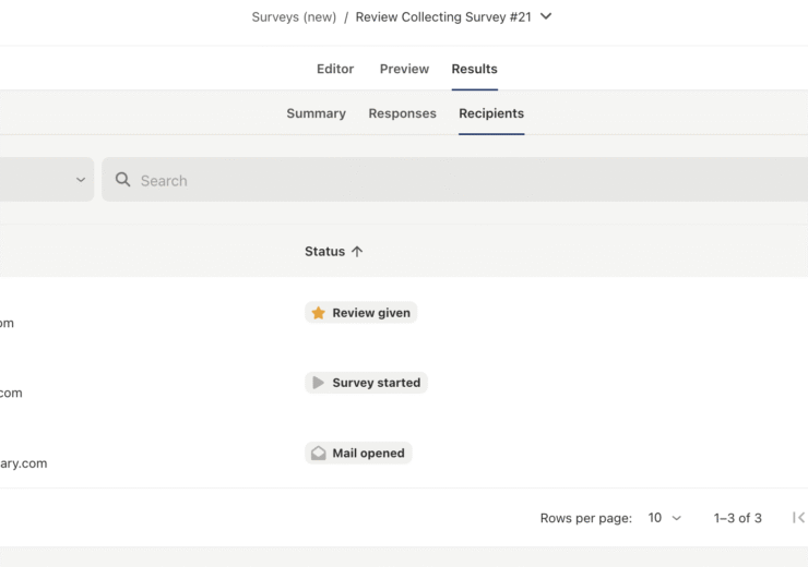 View the Status of Survey Recipients