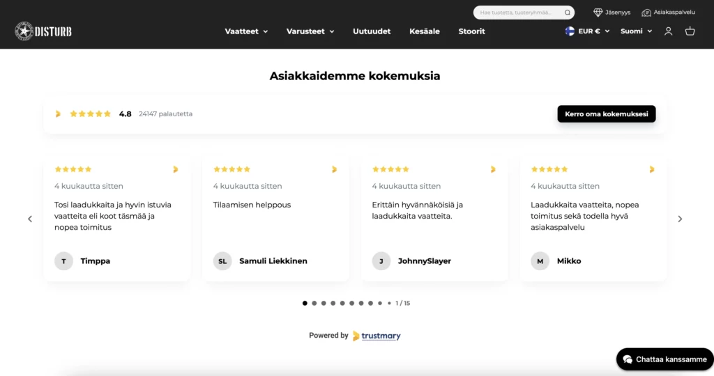 las experiencias de nuestros clientes sobre nosotros en la página de inicio del widget de molestias
