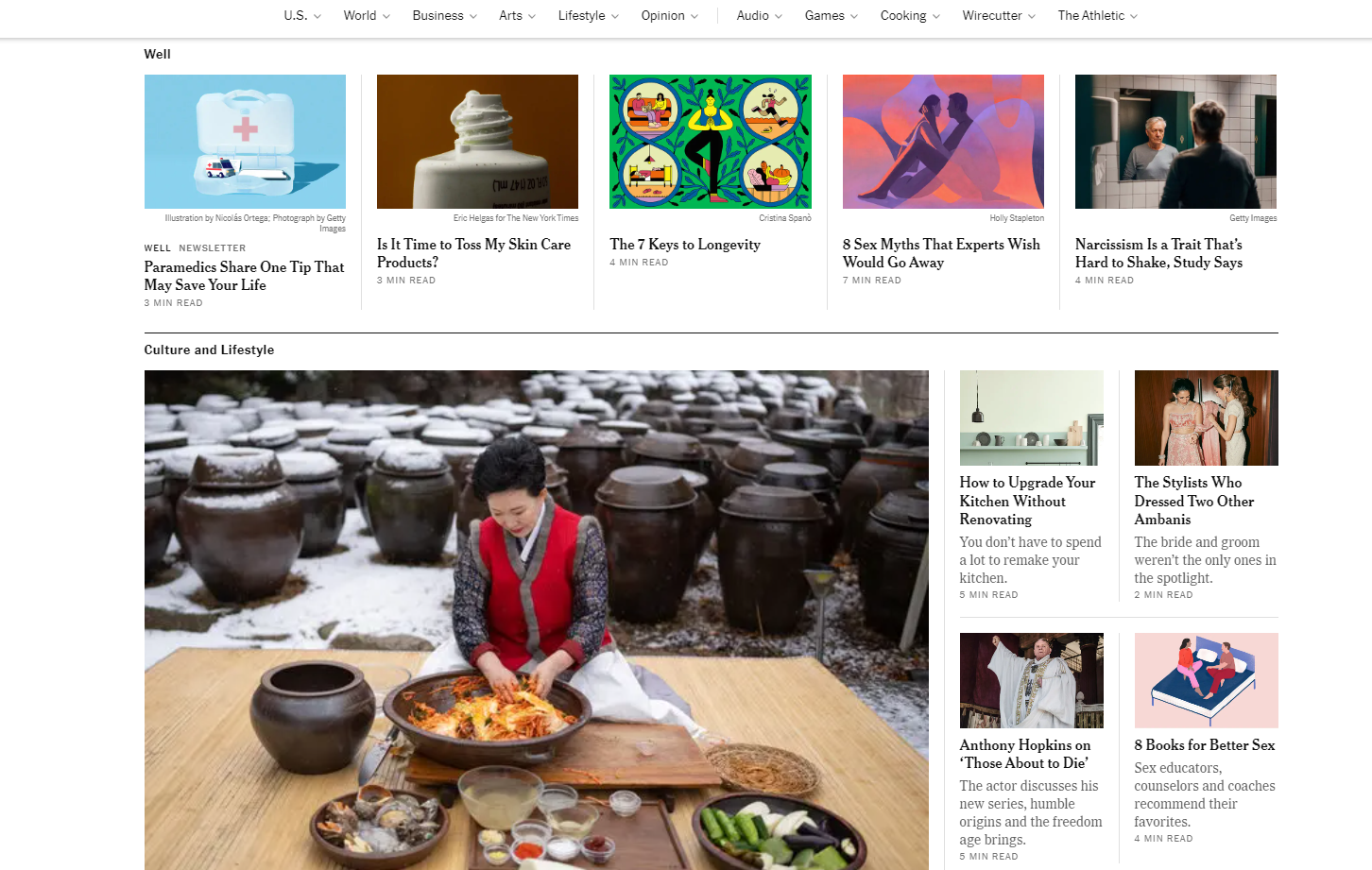 screenshot from new your times website