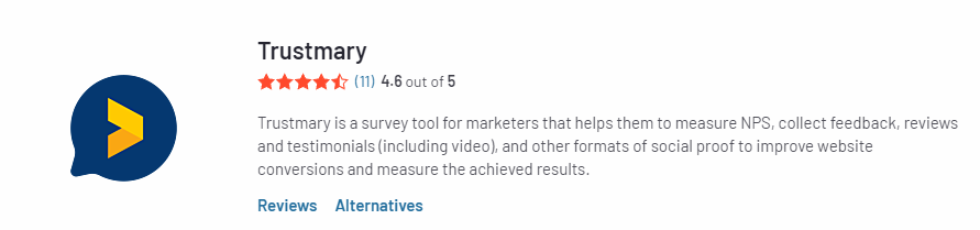 screenshot from Trustmary's G2 page