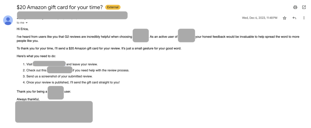 g2 review incentive strategy to get more reviews