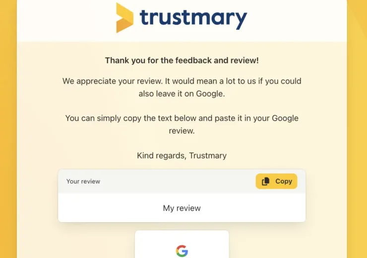 Copy review text to clipboard